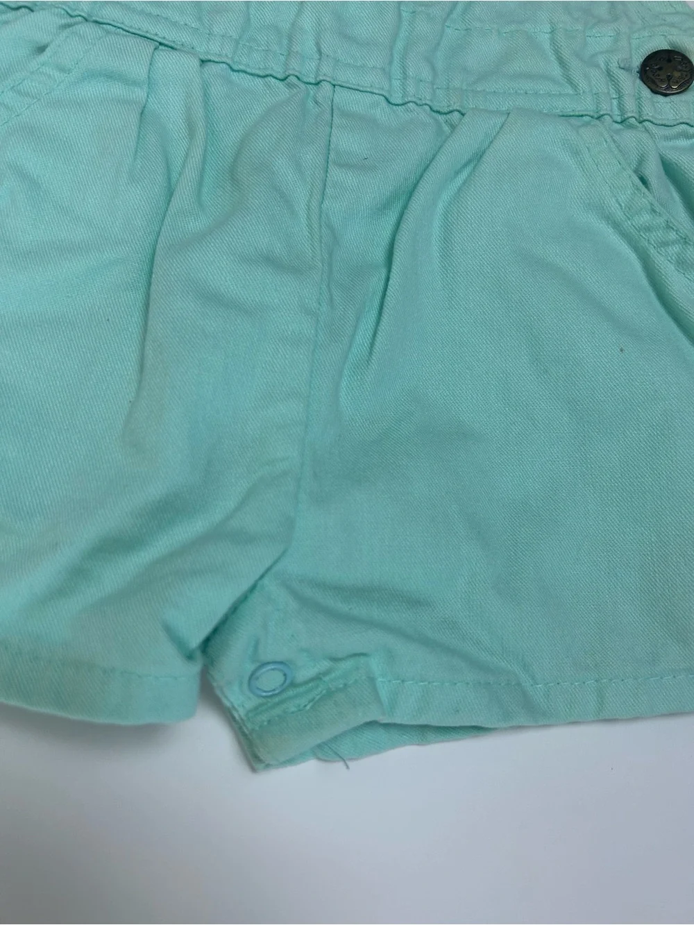 Vintage OshKosh B’gosh Mint Green Shortalls Romper 18 Months Made USA Baby